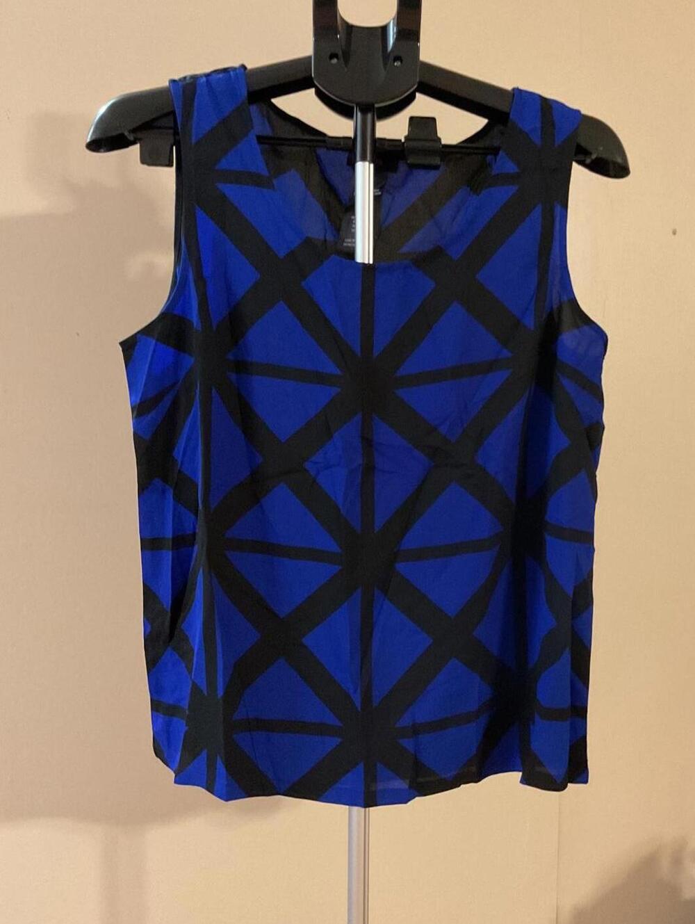 Mark. Blue and Black Geometric Sleeveless Top Large